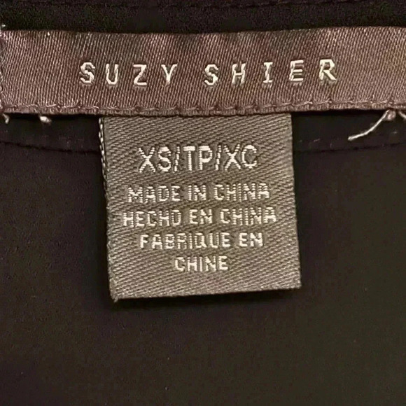 ❤️ Suzy Shier  Black Tunic Length Blouse XS Lightweight Top - Picture 7 of 12